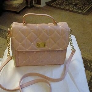 Pink Quilted Handbag With Chain Strap